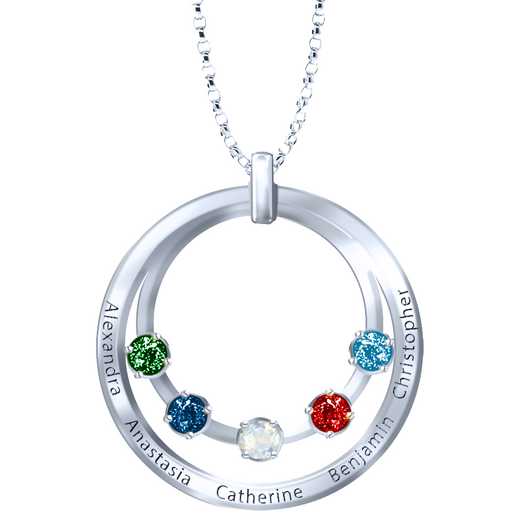Family Circle Pendant with 1-5 Stones and Names